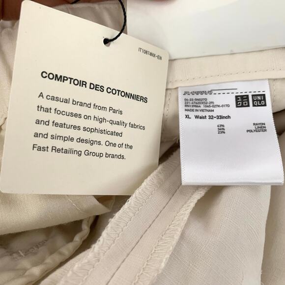 Uniqlo Comptoir des Cotonniers Linen Blend Barrel Leg Pants in Off White - Picture 8 of 10